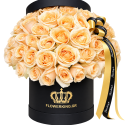 Flowerbox with peach Ecuador roses 